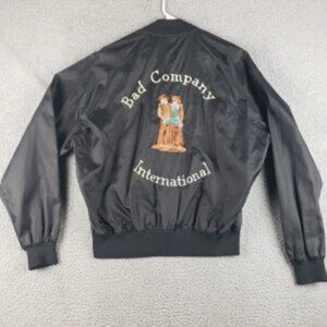 Vintage Bad Company International Jacket Mens Large Black Snap Button Chalk Line